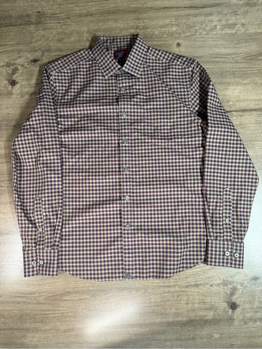 UNTUCKit Mens Long Sleeve Button Down Wrinkle Free 100% Cotton Plaid Shirt Med